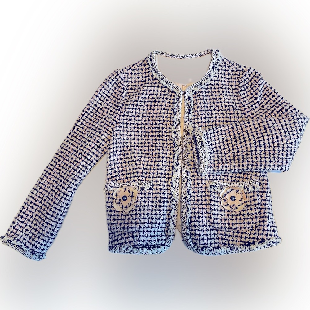 Rebecca Taylor tweed white, pink and black jacket